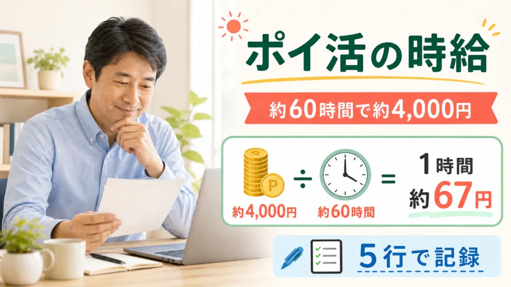 ポイントサイトを約60時間続けて約4,000円だった経験から時給を計算する40代会社員