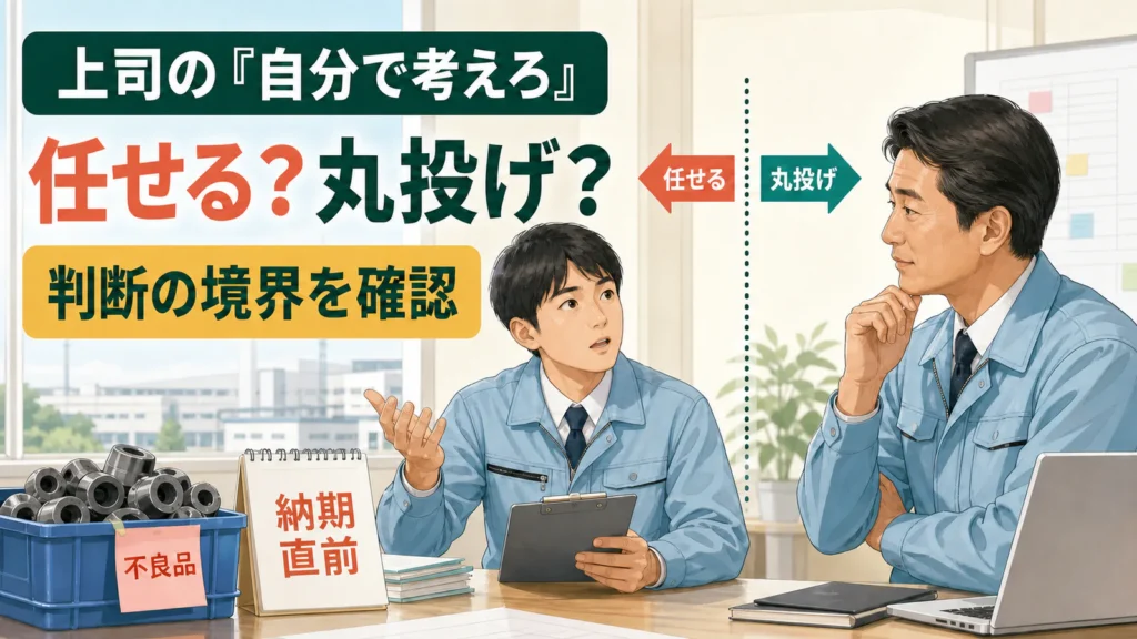 納期直前の不良品について上司へ相談し自分で考えろと言われた工場勤務者
