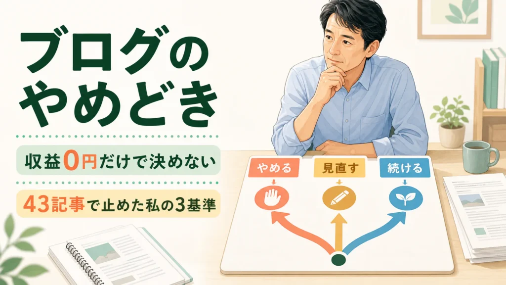 4か月43記事で収益0円だったブログのやめどきを3つの基準で考える40代会社員